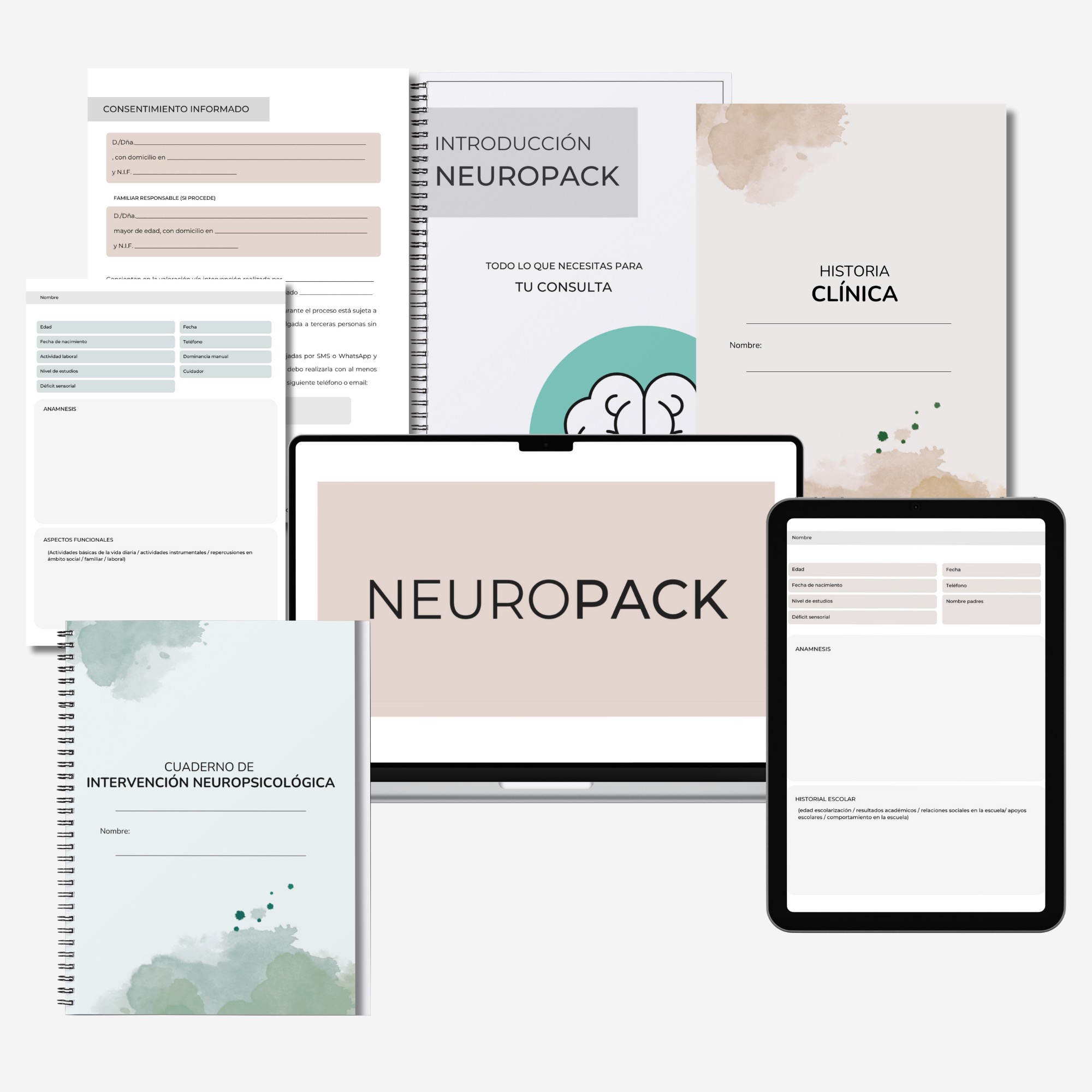 Mockup de las Plantillas personalizables para las sesiones de Neuropsicología - Neuropack