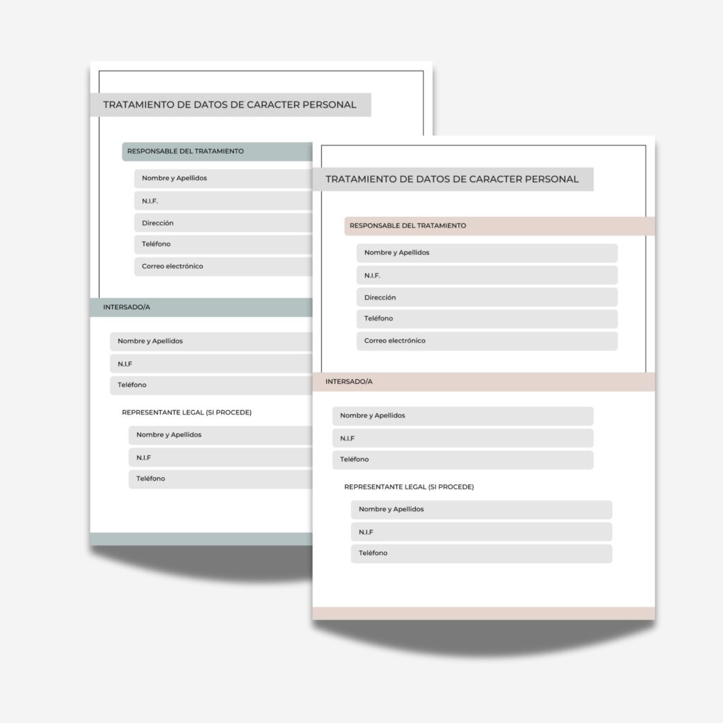 Documento para el tratamiento de datos personales en las sesiones de neuropsicología en color Terra y Aqua